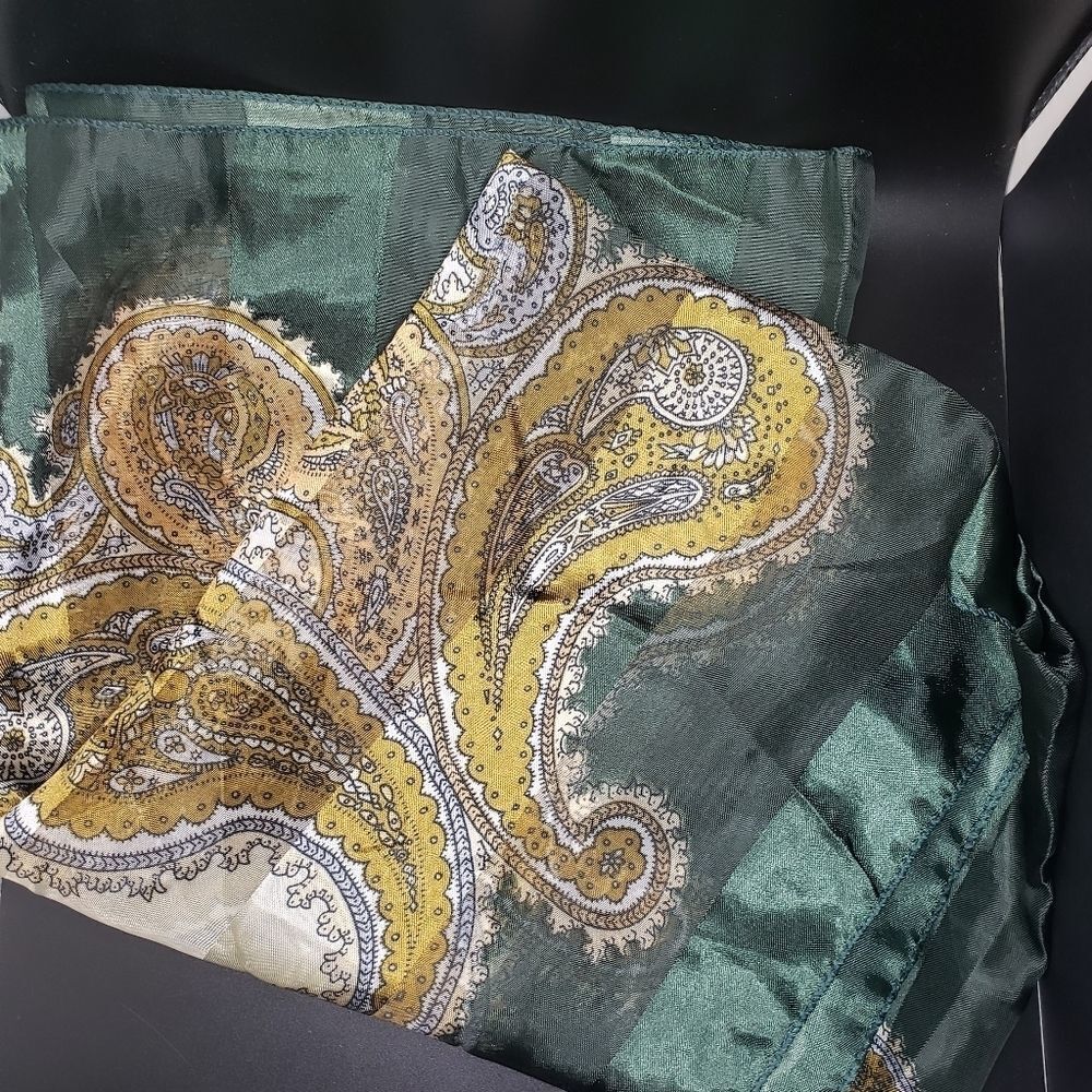 Forest 𝅺green Paisley satin scarf shawl headwrap luxury accessory